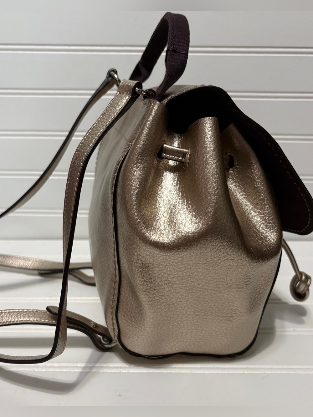 COACH Derby Mini Metallic Gold Drawstring Backpack Shoulder Bag Tote F16605 - Picture 6 of 10